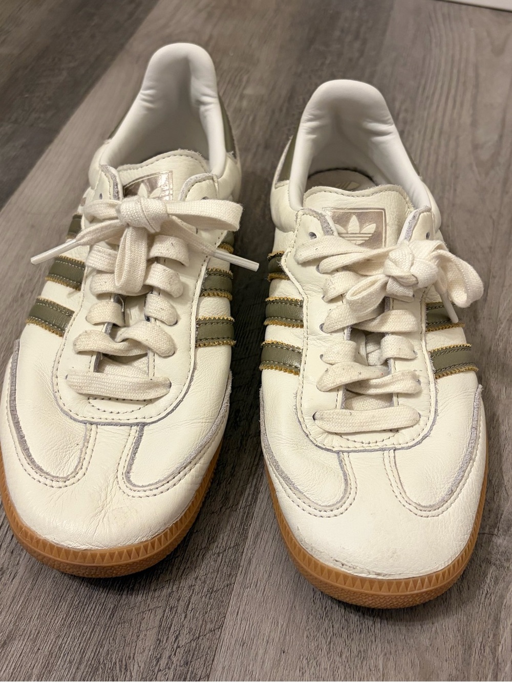 Adidas Samba OG Leather Sneakers with Sage Stripes Metallic Size 7